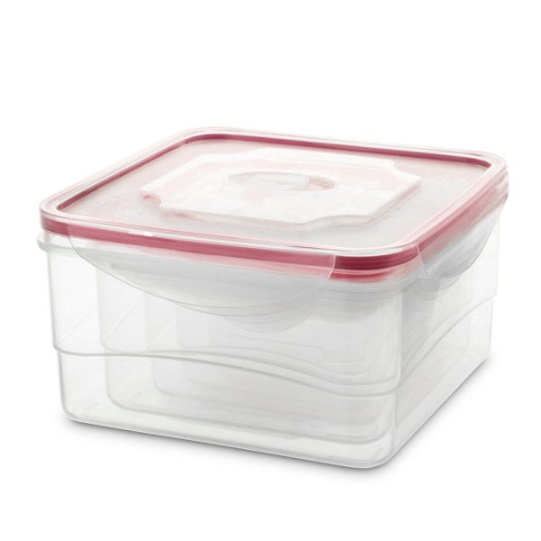 10-Piece Square Locktops Container Set: 120ml, 400ml, 740ml, 1290ml, 2060ml, Red, 12 Pack Discount - Image 4