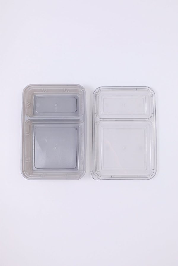 24 PC 2 Section Rectangle Meal Prep Set (12 trays and 12 lids) Charcoal Hot on Sale - Image 3